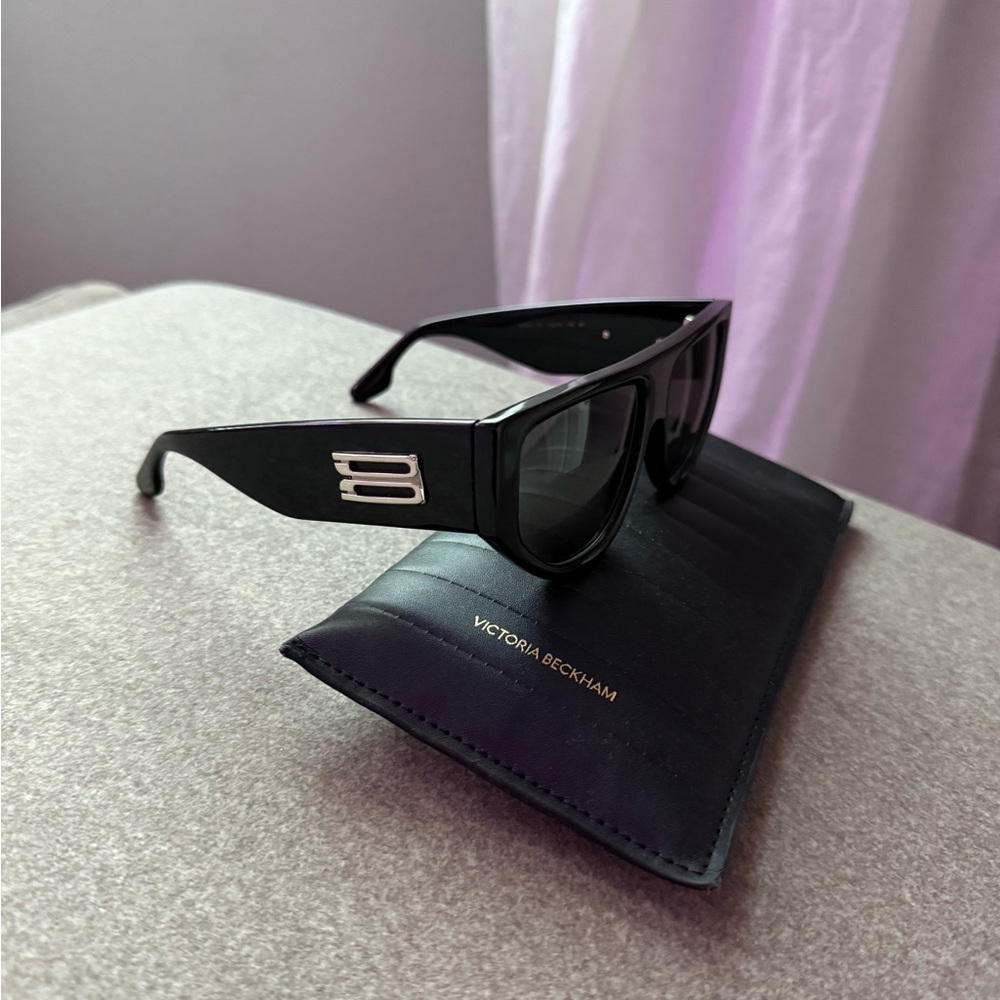 Victoria Beckham Black Rectangular Logo Sunglasses - image 1